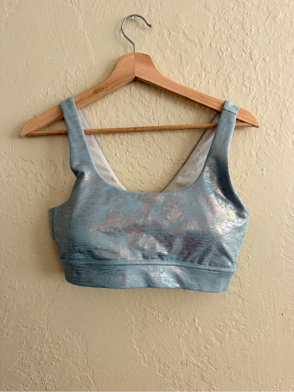 Zella light blue metallic sports bra
